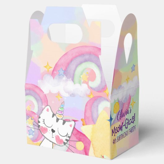 Mewo-gisch caticorn verjaardagskist bedankdoosjes (Geopend)