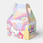 Mewo-gisch caticorn verjaardagskist bedankdoosjes (Voorkant Zijde)