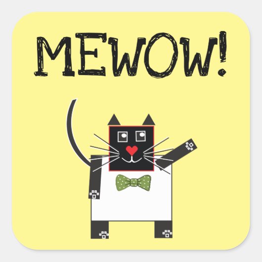 MEWOW STICKERS Square Cat custom stickers Cat Fun (Voorkant)