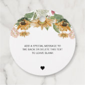 Mews Sunflower Pop de champagne bruidsfeest Bedankjes Labels (Achterkant)