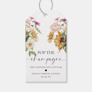 Mews Sunflower Pop de Champagne Bruiloftsfeest Cadeaulabel