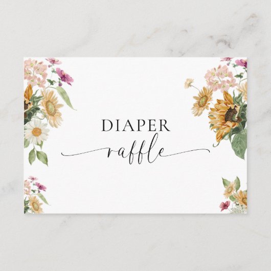 Mews Zonnebloem Baby shower Luier Raffle Ticket Informatiekaartje (Achterkant)