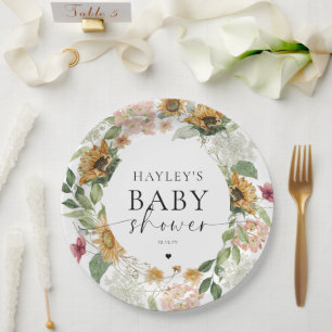 Mews Zonnebloem Herfst Baby shower Papieren Bordje