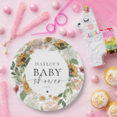 Mews Zonnebloem Herfst Baby shower Papieren Bordje (Feest)