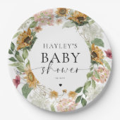Mews Zonnebloem Herfst Baby shower Papieren Bordje (Voorkant)