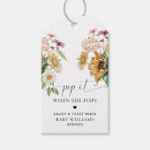 Mews Zonnebloem Herfst Baby Shower Pop It Cadeaulabel (Voorkant)