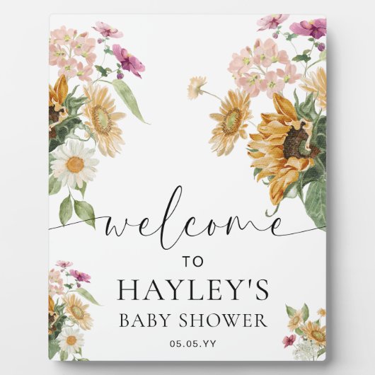 Mews Zonnebloem Herfst Baby shower Welkomstbord Fotoplaat (Voorkant)