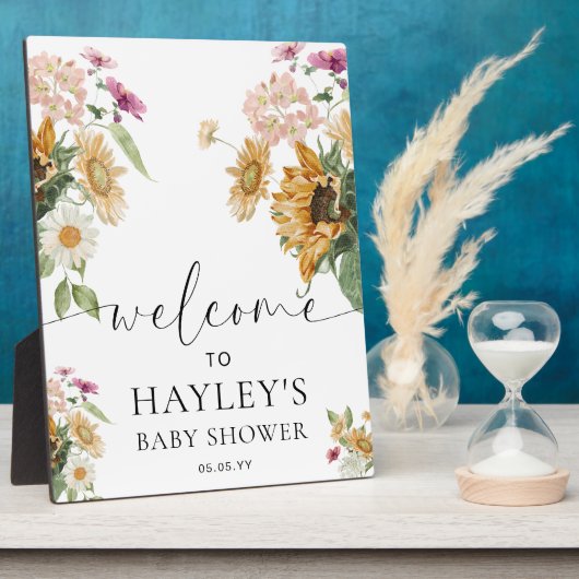 Mews Zonnebloem Herfst Baby shower Welkomstbord Fotoplaat (Zijkant)