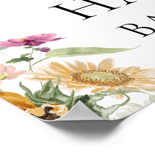 Mews Zonnebloem Herfst Baby shower Welkomstbord Poster (Hoek)