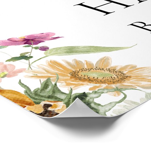 Mews Zonnebloem Herfst Baby Sprinkle Welkomstbord Poster (Hoek)