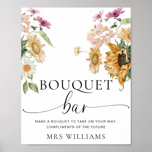 Mews Zonnebloem Herfst Bloemboeket Bloemenbar Teke Poster (Voorkant)