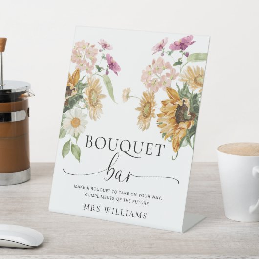 Mews Zonnebloem Herfst Bloemboeket Bloemenbar Teke Reclamebord Met Voetstuk (Insitu)