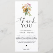 Mews Zonnebloem Herfst Bloemen Lang Menu & Dank u (Achterkant)