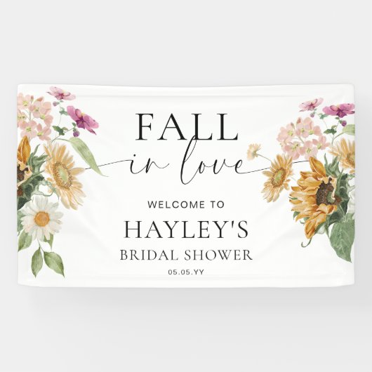 Mews Zonnebloem Herfst Bruiloft Feest Welkom Spandoek (Horizontaal)