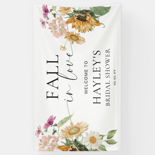 Mews Zonnebloem Herfst Bruiloft Feest Welkom Spandoek (Verticaal)