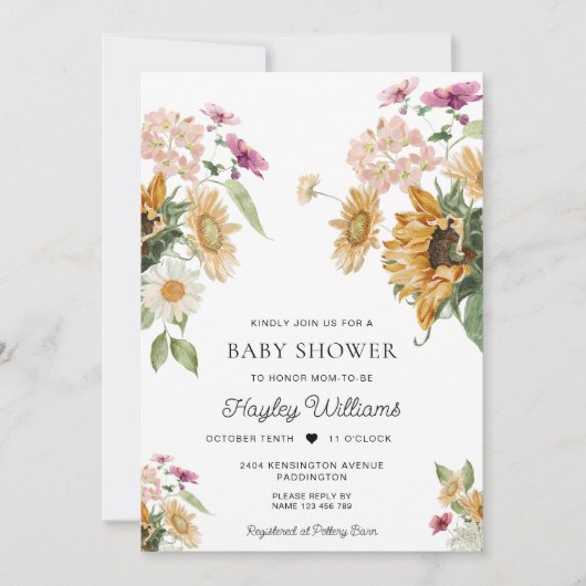 Mews Zonnebloem Herfst Herfst Baby shower Kaart (Voorkant)