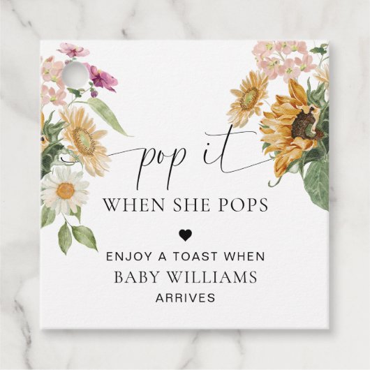 Mews Zonnebloem Herfst Herfst Baby shower Pop Het Bedankjes Labels (Voorkant)