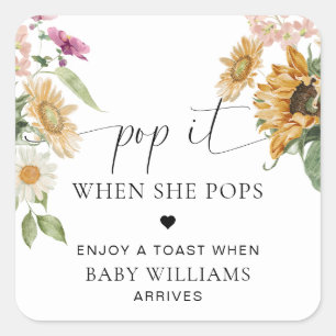 Mews Zonnebloem Herfst Herfst Baby shower Pop Het Vierkante Sticker