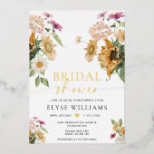 Mews Zonnebloem Herfst Herfst Vrijgezellenfeest Folie Uitnodiging (Voorkant)