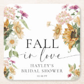 Mews Zonnebloem Herfst In Love Herfst Vrijgezellen Kartonnen Onderzetters (Voorkant)