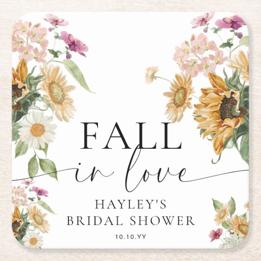 Mews Zonnebloem Herfst In Love Herfst Vrijgezellen Kartonnen Onderzetters (Voorkant)