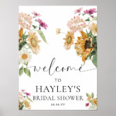 Mews Zonnebloem Herfst Vrijgezellenfeest Welkomstb Poster (Voorkant)