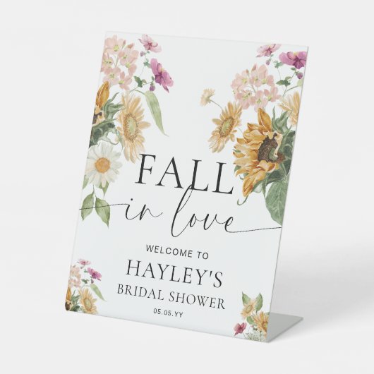 Mews Zonnebloem Herfst Vrijgezellenfeest Welkomstb Reclamebord Met Voetstuk (Voorkant)