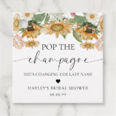 Mews Zonnebloem Pop de Champagne Vrijgezellenfeest Bedankjes Labels (Voorkant)