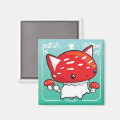 Mewshroom blauwgroen magneet schattige kattenpadde (Voorkant / Achterkant)