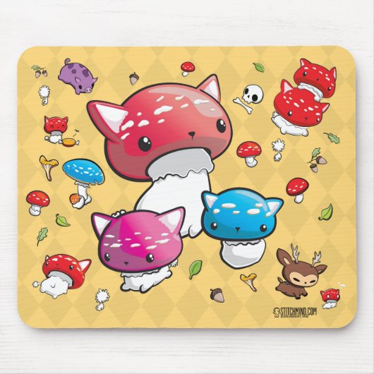 Mewshroom Decoration Mousepad Muismat (Voorkant)