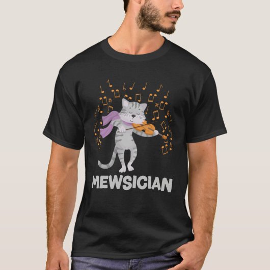 Mewsician Cat Kitten Playing Violin for Cat  Violi T-shirt (Voorkant)