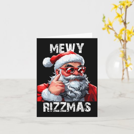 Mewy Rizzmas Christmas Pajamas Santa Claus Funny M Kaart (Gele Bloem)