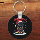 Mewy Rizzmas Funny Santa Cat Mewing Joke Rizz Xmas Sleutelhanger (Voorkant)