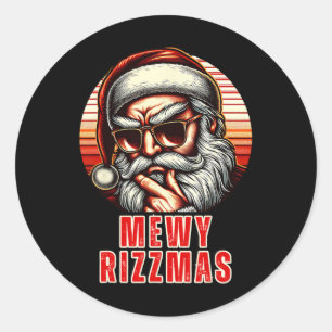Mewy Rizzmas Funny Santa Mewing Joke Rizz Mannen C Ronde Sticker