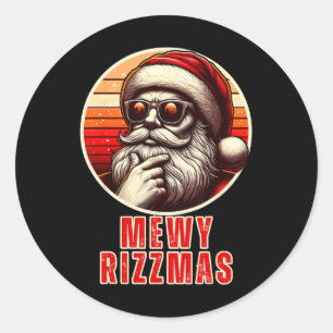 Mewy Rizzmas Funny Santa Mewing Joke Rizz Mannen C Ronde Sticker