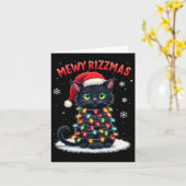 Mewy Rizzmas Grappige Kerstman Kat Mieuwende Grap  Kaart (Gele Bloem)