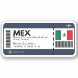 MEX Mexico City Boarding Pass - Airport Ticket Sticker