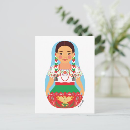 Mexicaan, China Poblana Matryoshka Briefkaart (Staand voorkant)