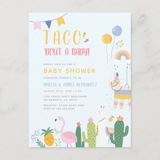 Mexicaan Fiesta Taco Bout A Baby Couple's Shower Uitnodiging Briefkaart (Voorkant)