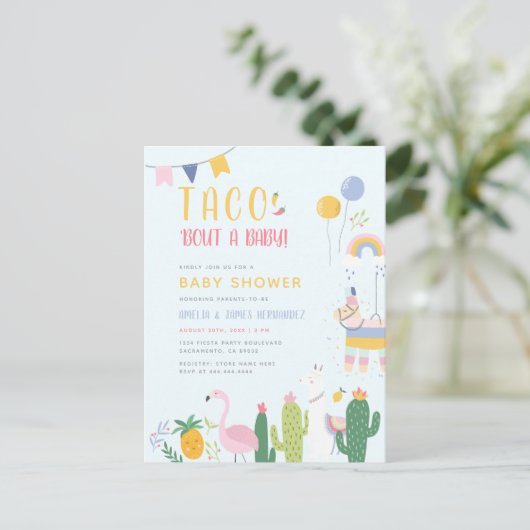 Mexicaan Fiesta Taco Bout A Baby Couple's Shower Uitnodiging Briefkaart (Staand voorkant)