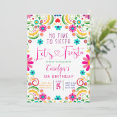 Mexicaan Let's Fiesta Girl Birthday Invitation Kaart (Staand voorkant)
