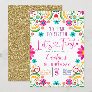 Mexicaan Let's Fiesta Girl Birthday Invitation Kaart