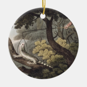 Mexicaan Lizard Catcher, gegraveerd door Matthew D Keramisch Ornament