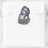 Mexicaan Muertos Lady - Dag van de doden Ronde Sticker (Tas)
