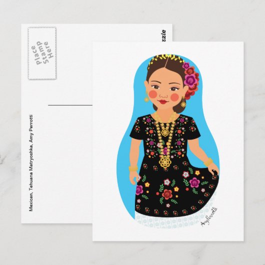 Mexicaan, Tehuana Matryoshka Briefkaart (Voorkant / Achterkant)