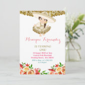 Mexicaans 1e verjaardag Uitnodiging Gold (Staand voorkant)