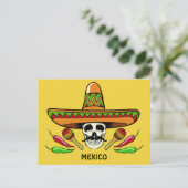 Mexicaans aangepast briefkaart voor Skull-tekst en (Staand voorkant)