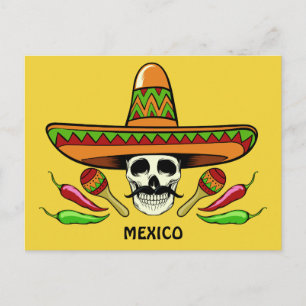 Mexicaans aangepast briefkaart voor Skull-tekst en