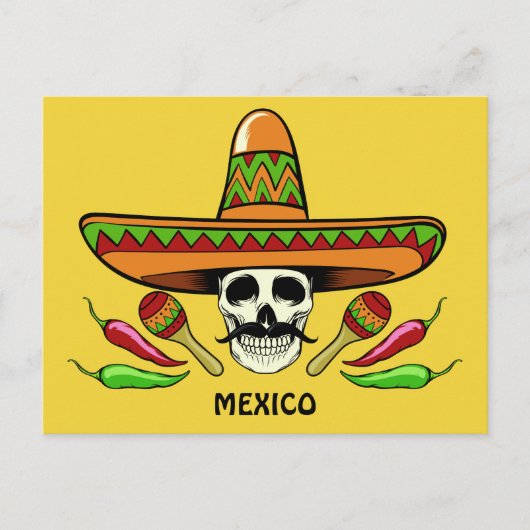 Mexicaans aangepast briefkaart voor Skull-tekst en (Voorkant)