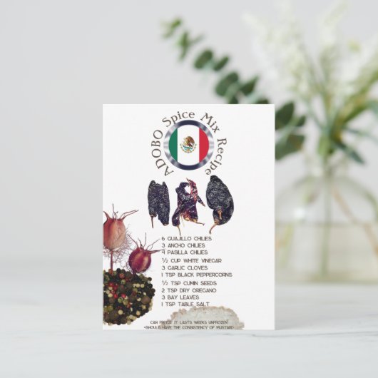 Mexicaans ADOBO Spice Mix Recept | BRIEFKAART (Staand voorkant)